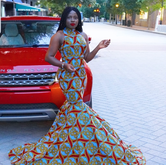 African print mermaid  wedding dress - Picture 2 of 3